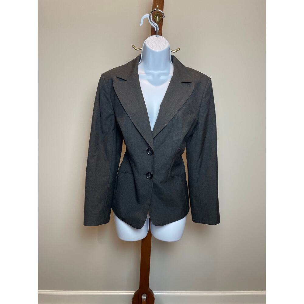 Ann Taylor Blazer Size 12 Charcoal Gray Single‑Breasted Double‑Button Lined